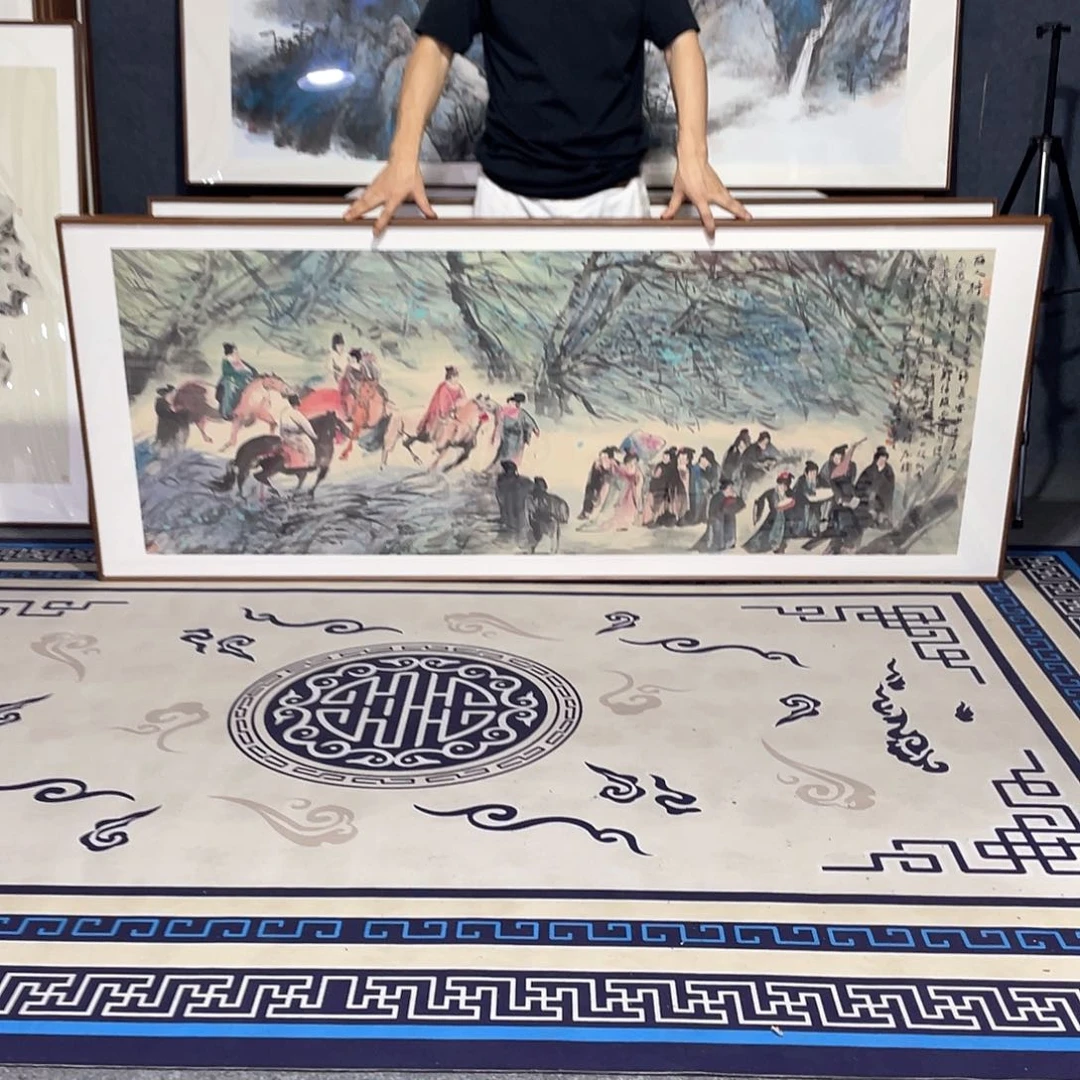 国画手绘画作品带框80/200厘米