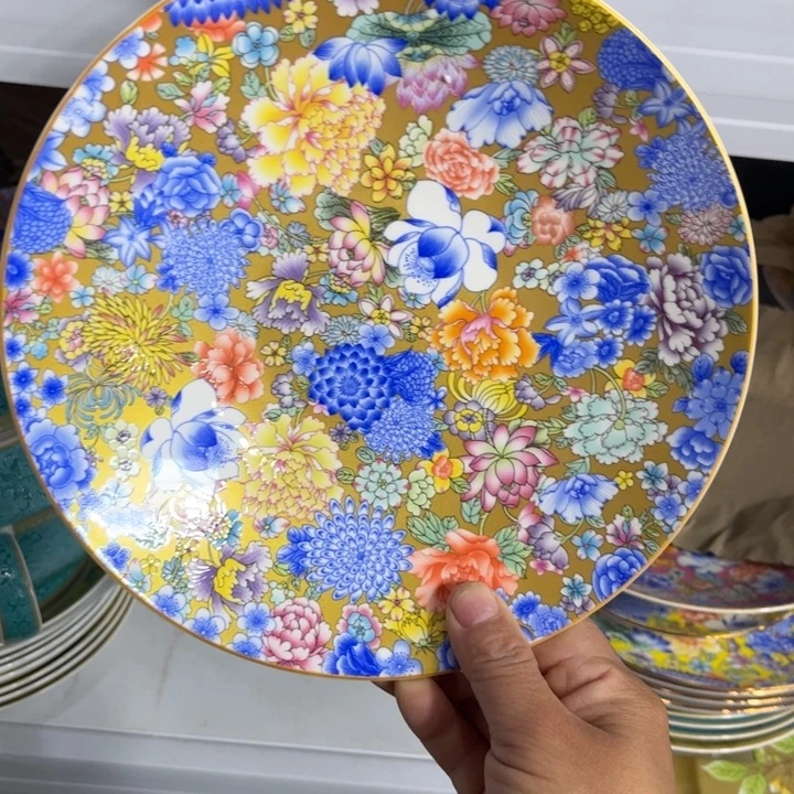 骨瓷万花八寸深盘四个