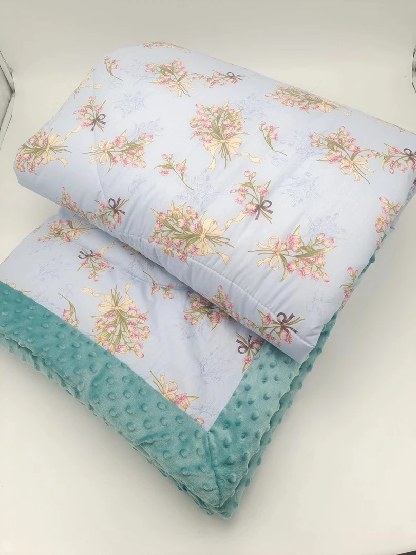 新款纯棉斜纹手包边豆豆被