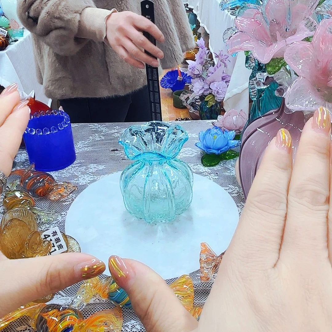 夜光钱袋琉璃花瓶花器艺术品