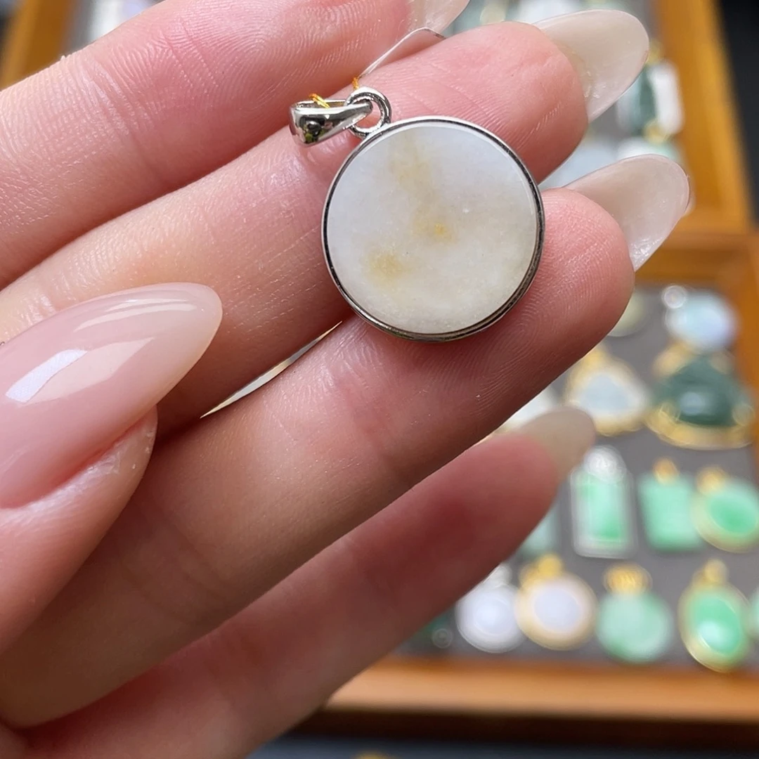 翡翠银S925镶嵌吊坠(不含链)