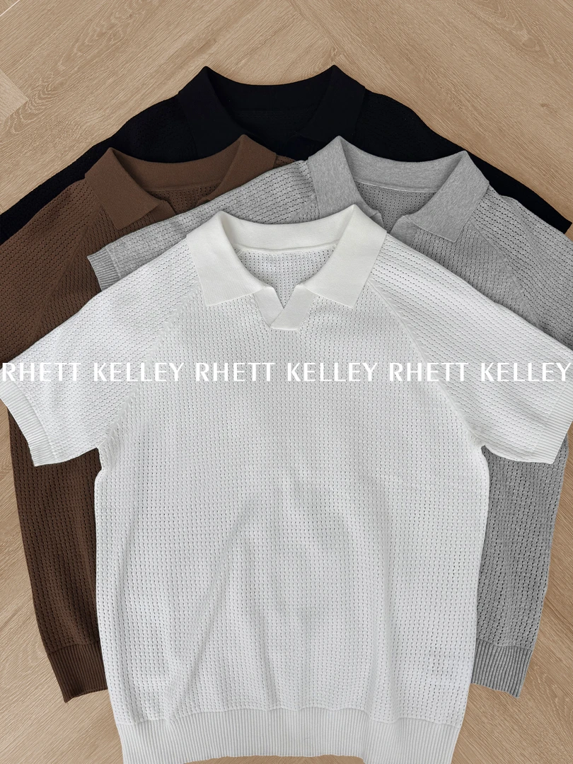 『镂空冰丝 凉感轻盈』老钱风松弛感镂空设计休闲海鸥领针织POLO