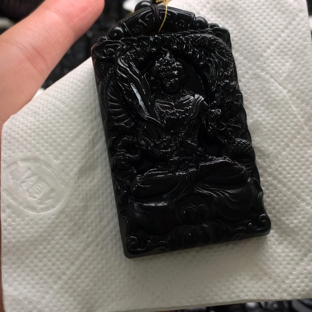 我***素天然缅甸a货钢琴黑挂件