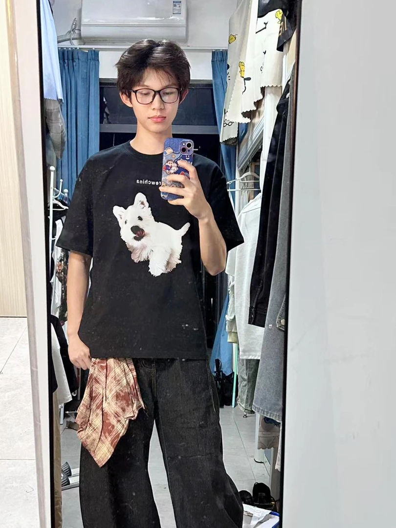 春季爆款原牛baggy阔腿丹宁弯刀牛仔裤男裤宽松美式复古镰刀裤