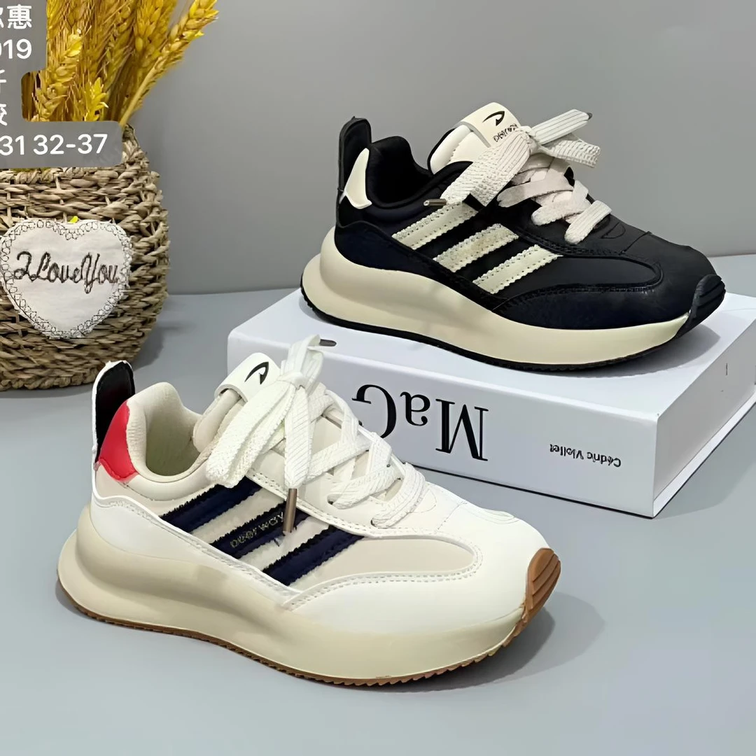 秋季新款皮面防水防滑男童女童超轻百搭魔术运动鞋28019