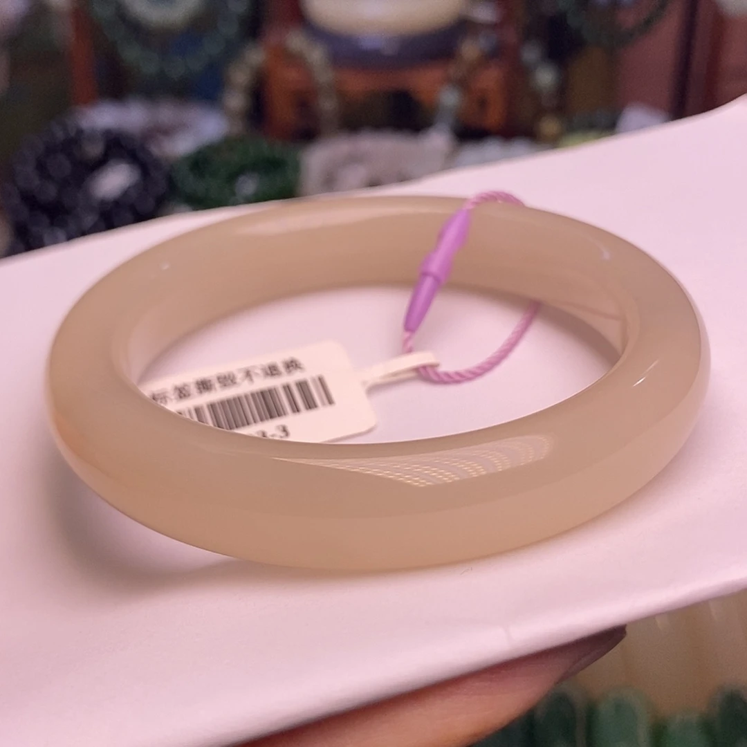 和田玉未镶嵌颈饰收藏浓藕粉手镯55老矿料