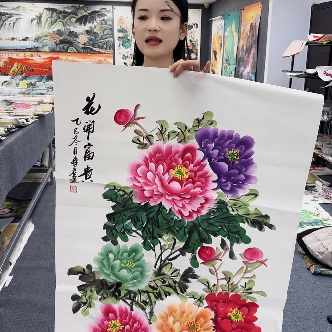 国画作品小姐姐放漏中