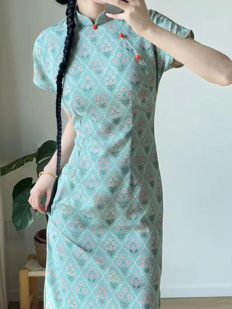 【妤卿】上上签 夏季新款改良旗袍少女气质显瘦新中式国风复古碎花