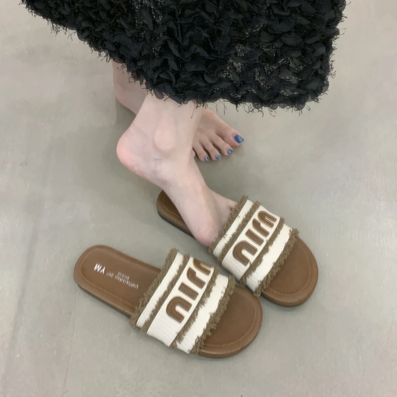 法式平底外穿时尚休闲沙滩一字拖时尚2025爆款凉拖鞋网红百搭小众