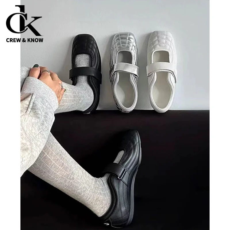 CREW&KNOW官方正品 芭蕾风平底鞋女夏透气舒适不磨脚款春秋白色