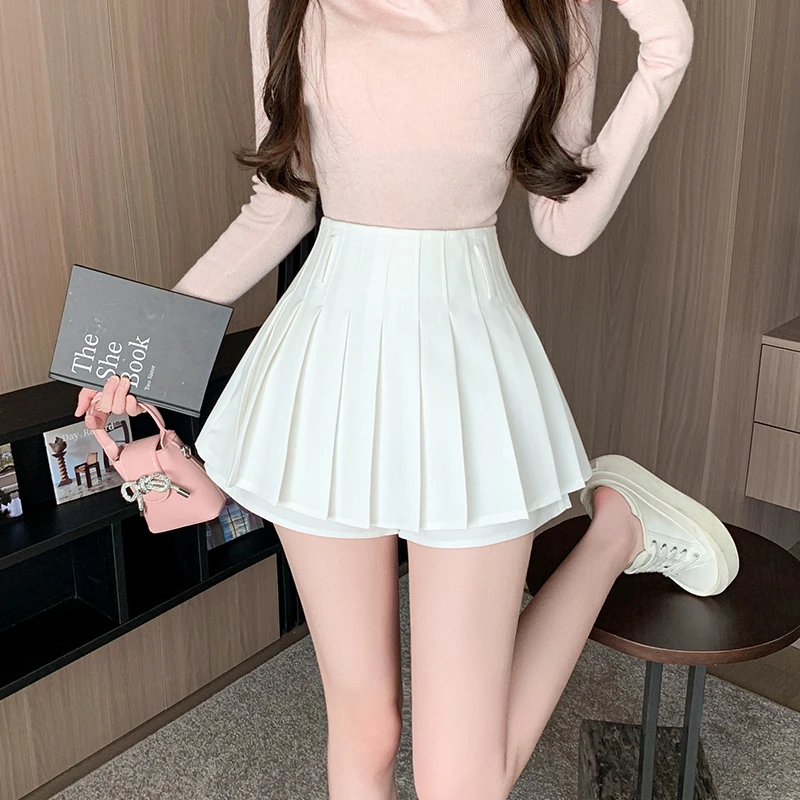 学院风百褶裙女2025春夏百搭防走光气质短裙高腰显瘦a字半身裙子
