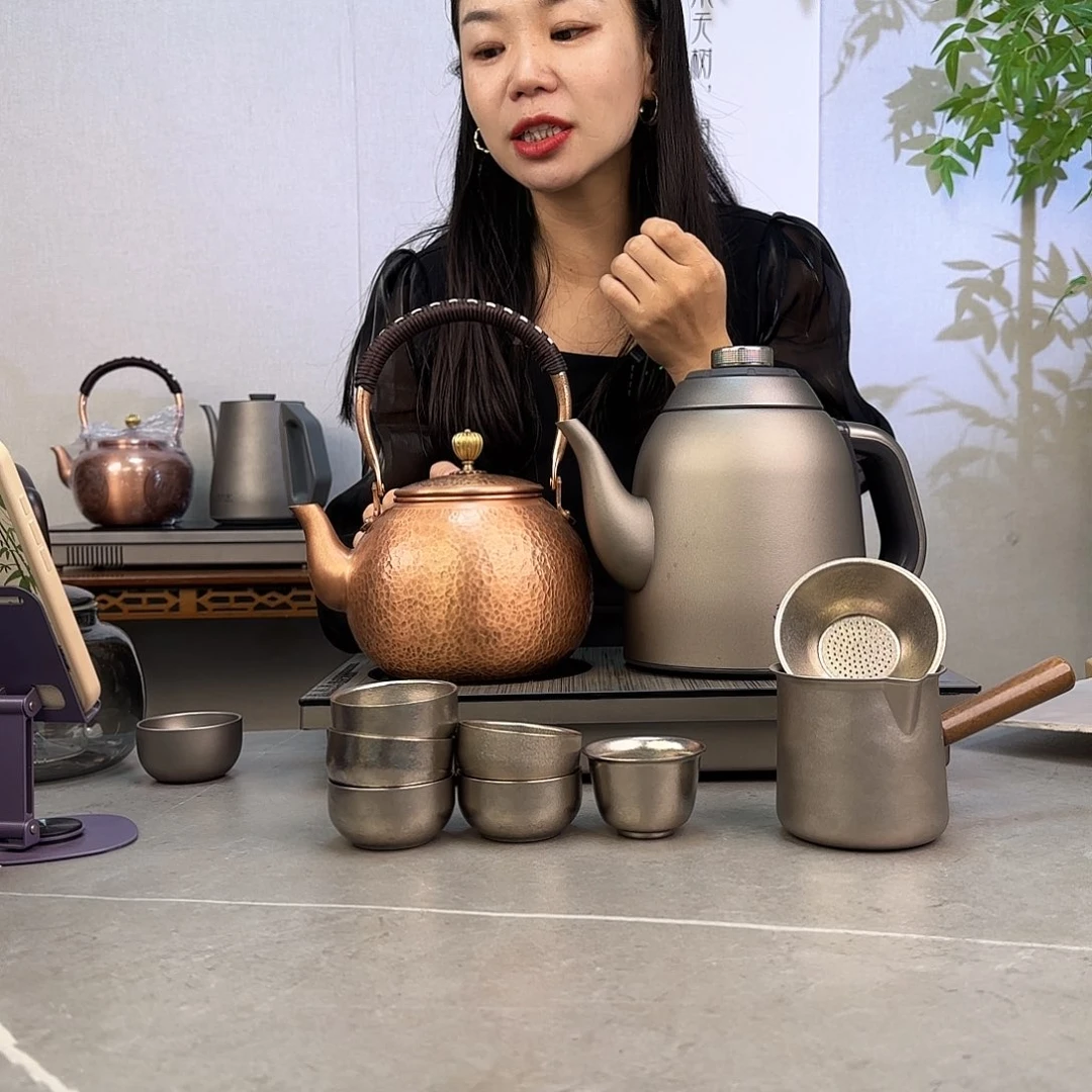 ㈦***纯钛微可道纯钛烧水壶+铜壶