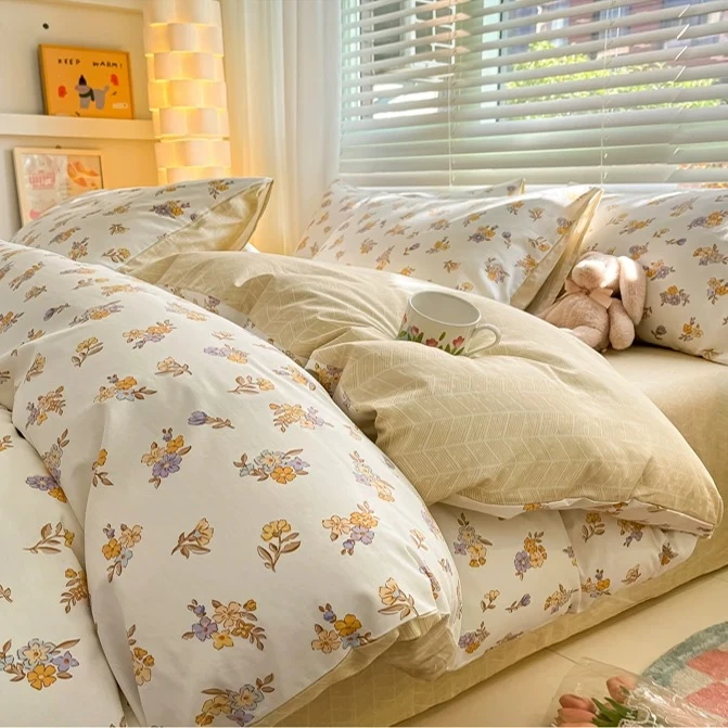 全棉纯棉100棉大版印花被套--单被套