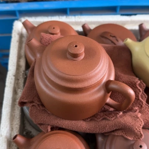 财***紫砂茶壶红降坡泥300cc