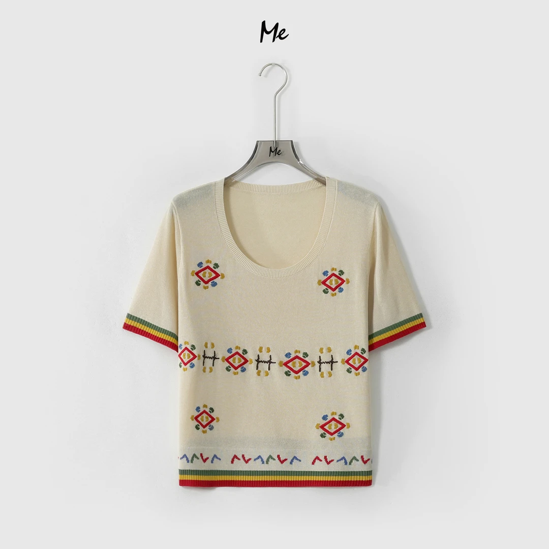 ME【南岛游乐场】天丝亚麻混纺奢牌感显瘦时尚百搭针织衫MESS5388