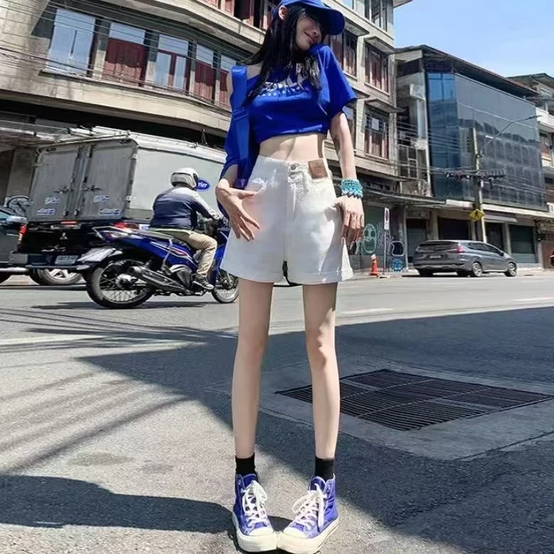 3308【裤长37】设计感阔腿牛仔短裤女夏季高腰宽松显瘦小个子热裤