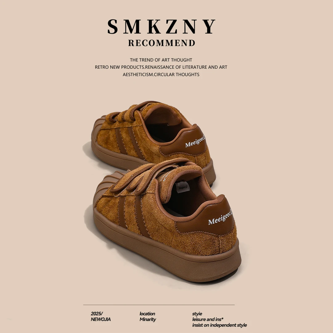 魔术贴德训鞋女款秋季百搭真皮复古运动休闲板鞋美拉德超火阿甘鞋