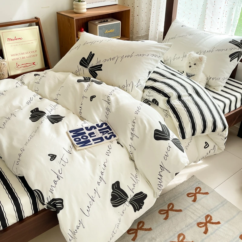 A类母婴级纯棉学生宿舍三件套高中生上下铺100%全棉四件套床单款
