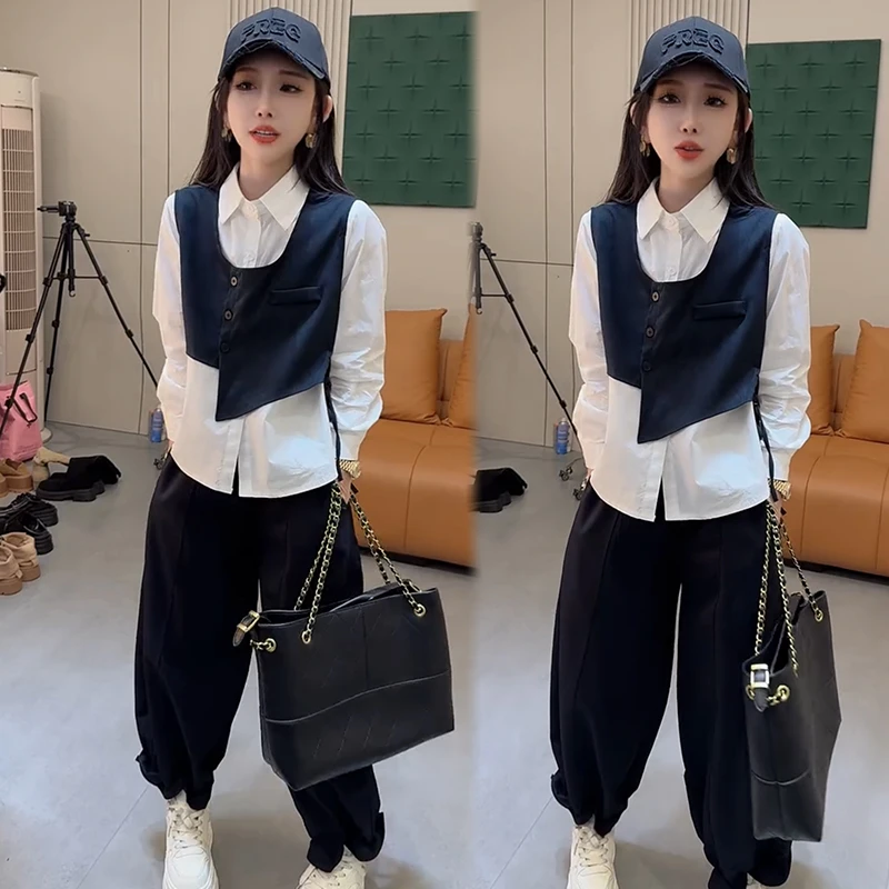 2025秋季新款时尚显瘦气质网红高档洋气套装女高级宽松大码三件套