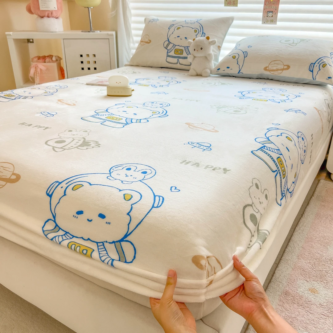 牛奶绒床笠单件冬季加绒床罩学生宿舍单人床垫保护罩保暖加厚床套