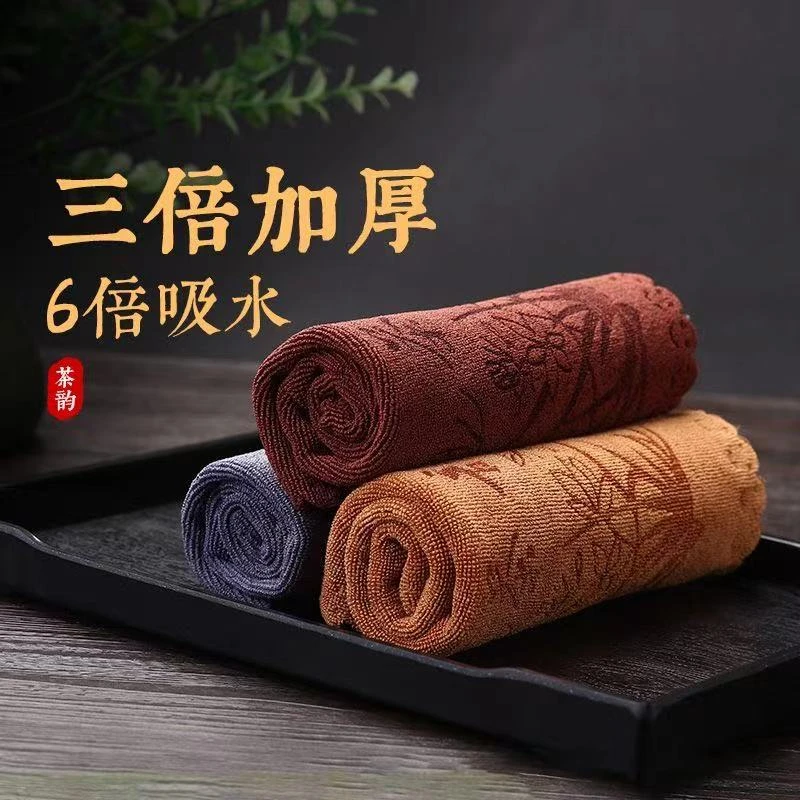 茶巾加厚吸水强力茶桌棉麻纤维功夫茶具配件高档