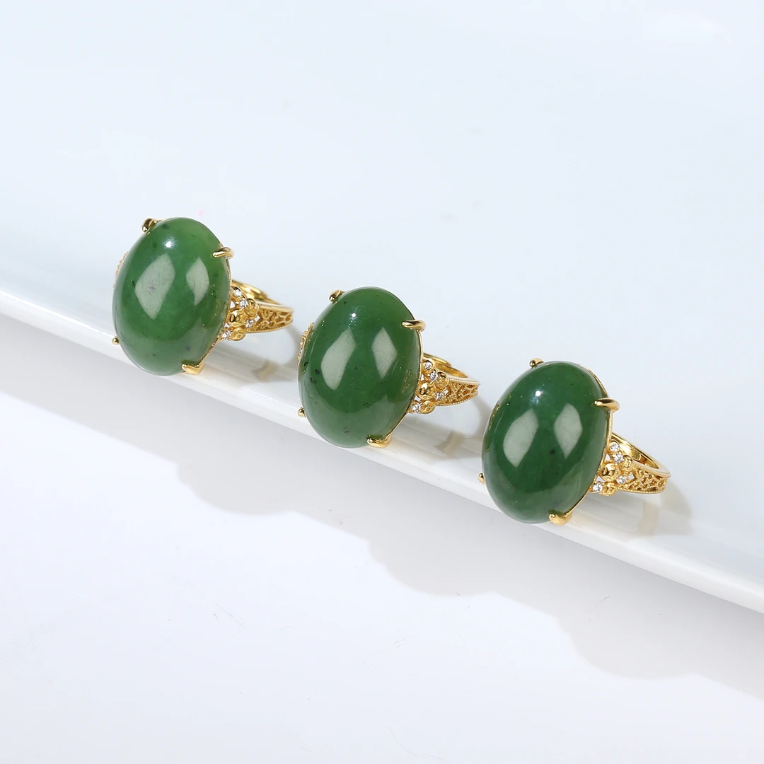 【 麦子家族】天然和田玉戒指S925银镶嵌气质时尚可调节 D0912