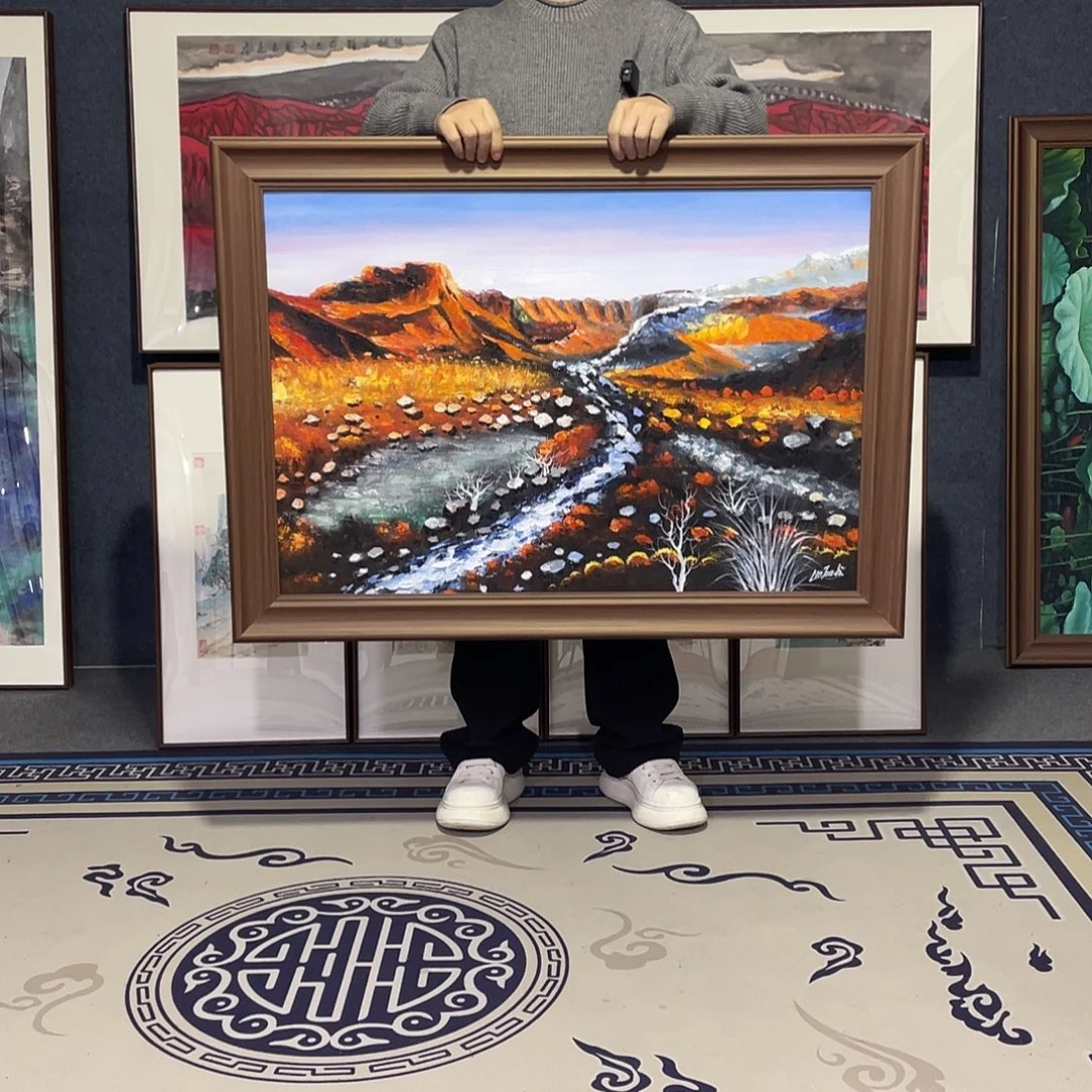 国画手绘画作品带框