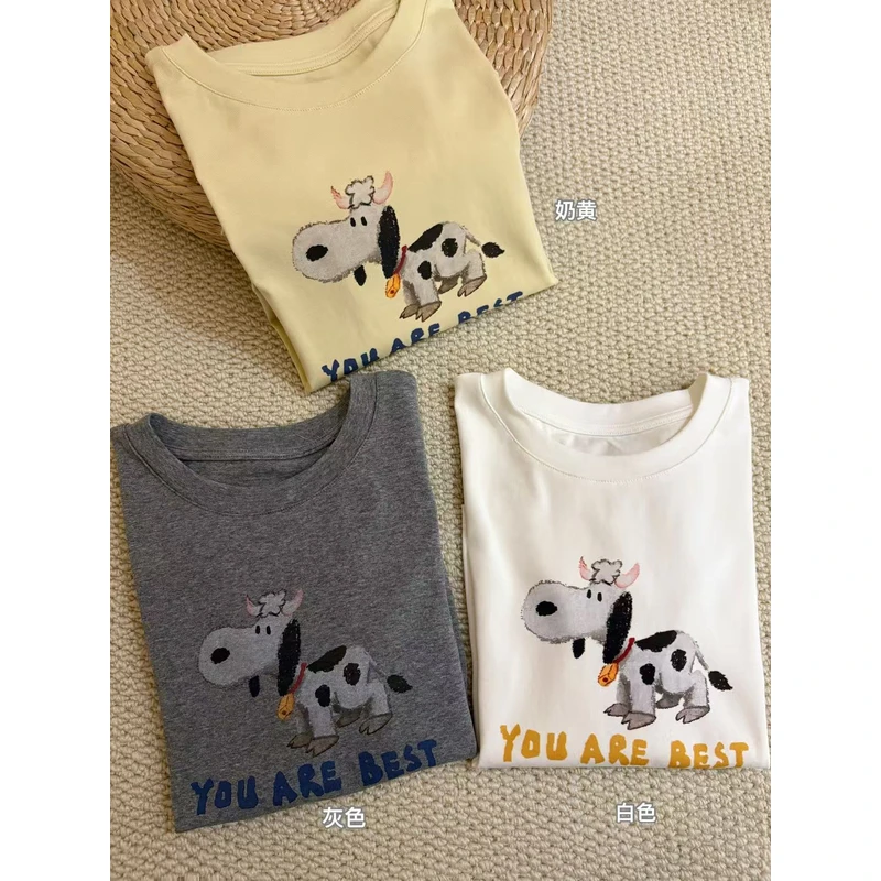 【NO退NO换】【卡通狗狗T】韩系减龄圆领正肩短袖T恤 3365 衣长50