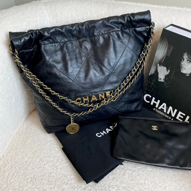 99新 Chanel/香奈儿 黑金22bag小号/12期免息/95162131/代卖服务