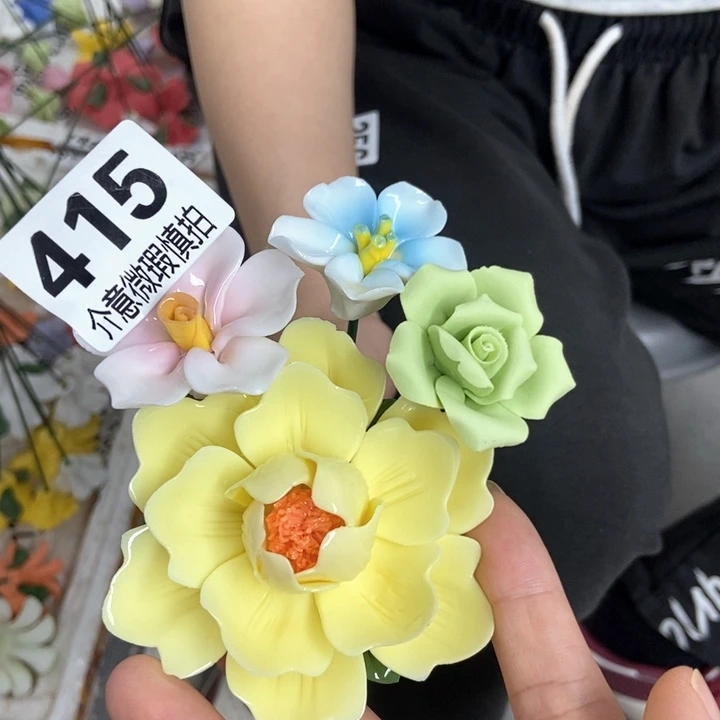 摆件手工制作陶瓷花