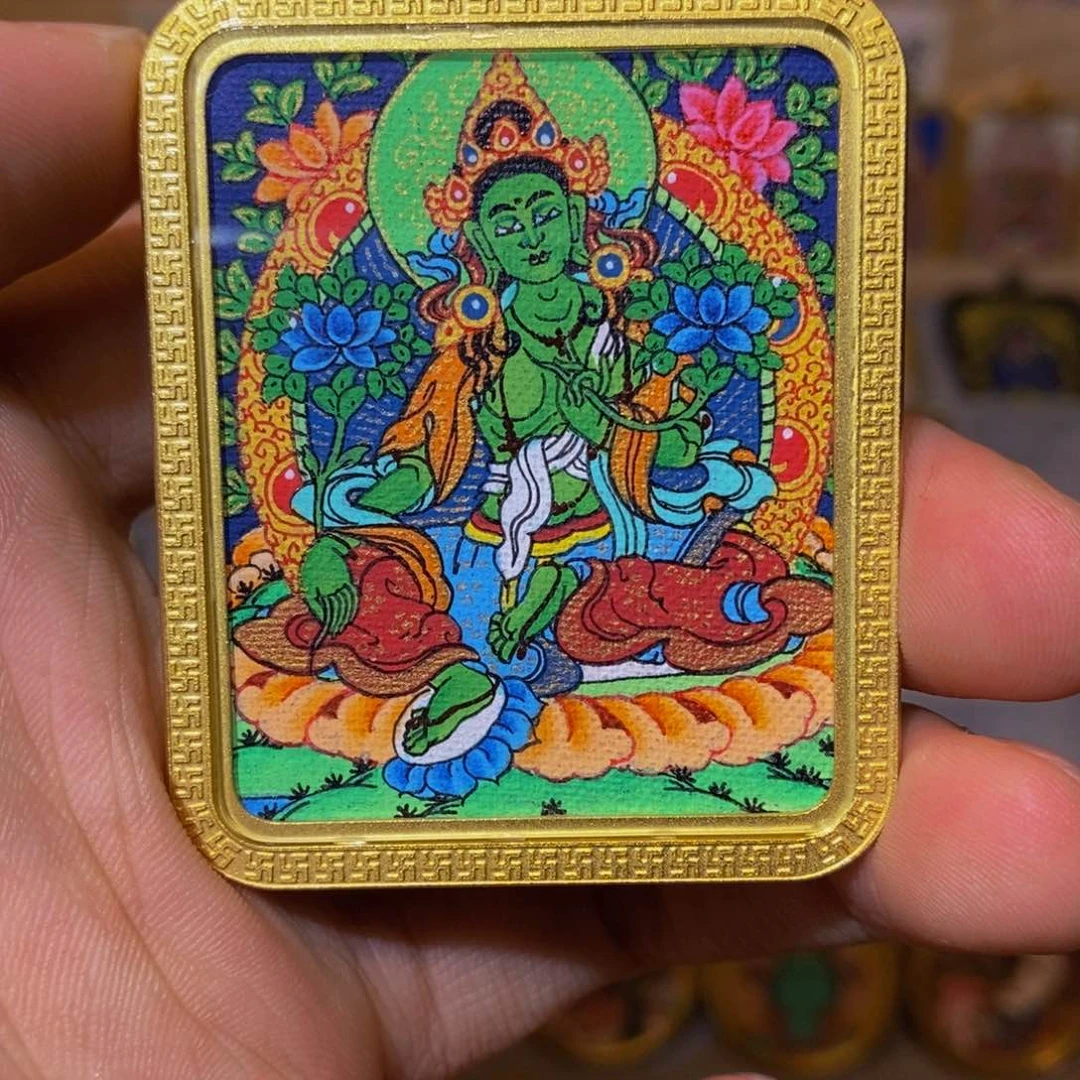 吊坠绿度母纯手绘唐卡
