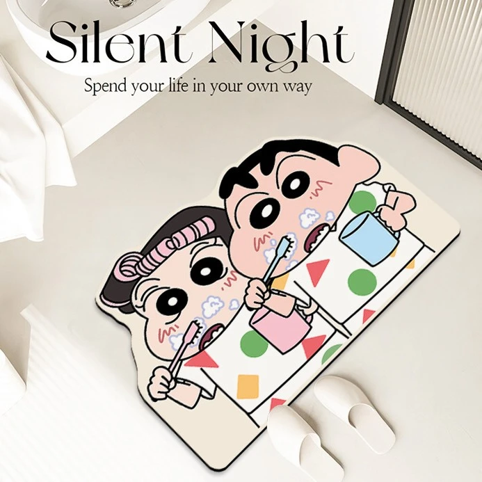 蜡笔小新浴室地垫硅藻泥进门地垫地毯吸水防滑门口洗手间速干地垫