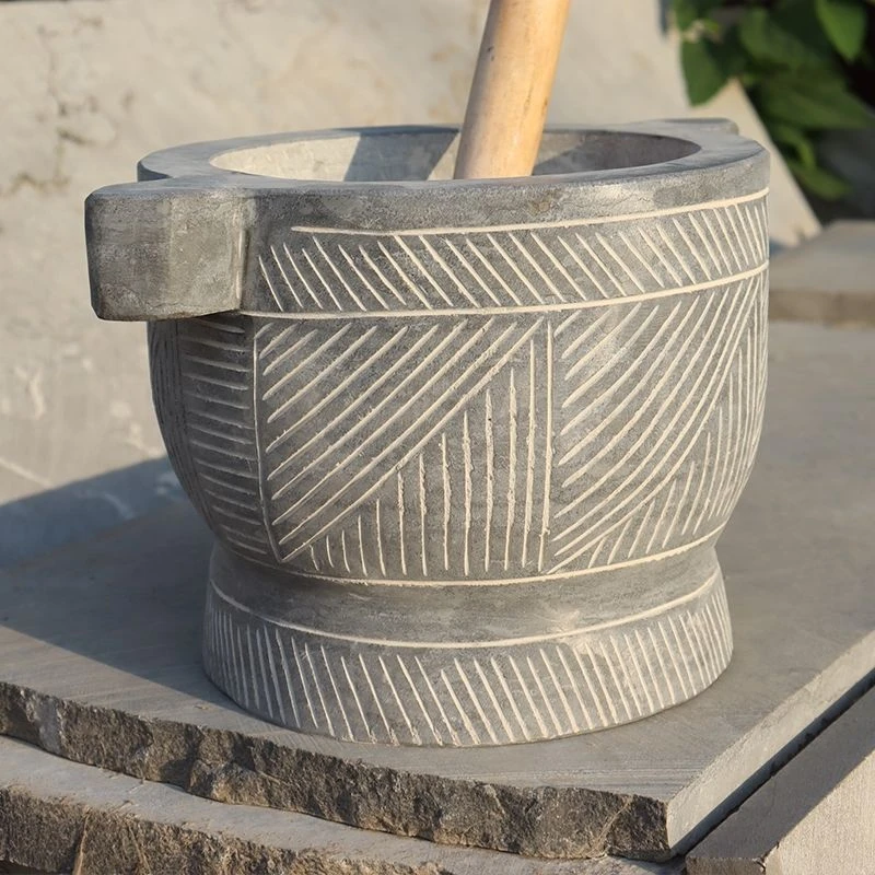 老式青石石臼糍粑家用石窝捣冲年糕子大小号压蒜器老式青石捣蒜器