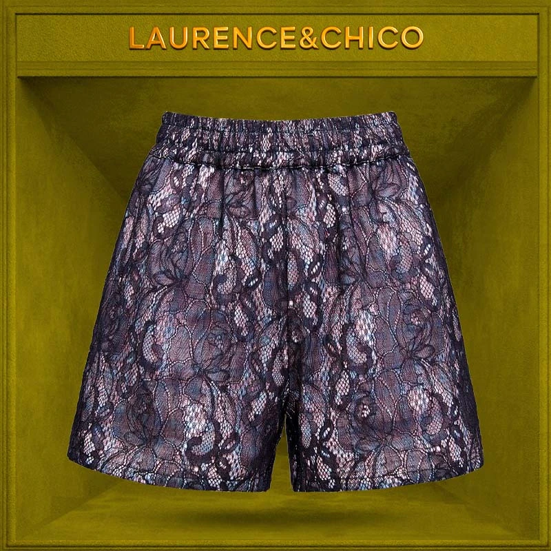 LC蕾丝格纹短裤，蓝粉P5AC10115006