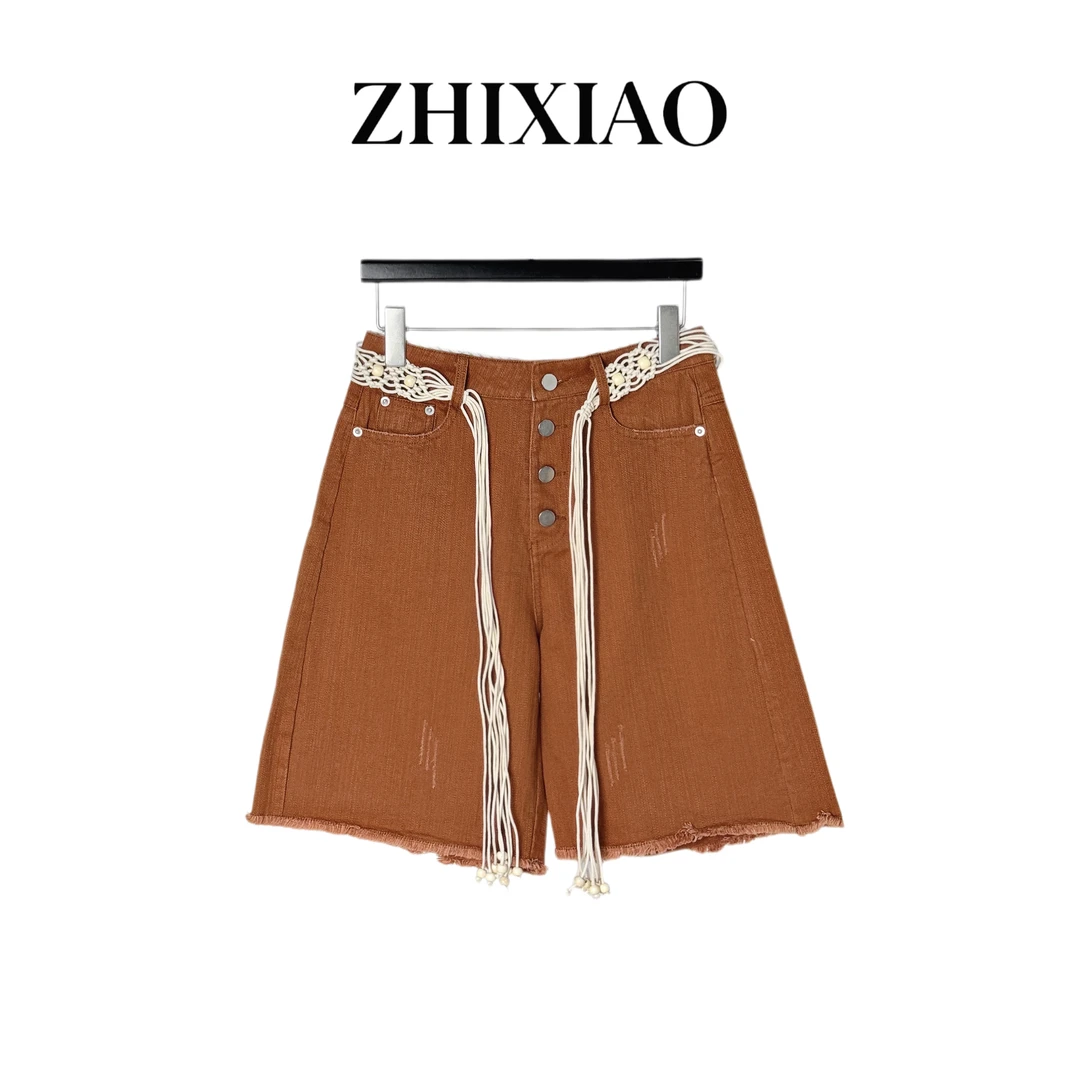 【ZHIXIAO】夏季新款：脚口毛边短裤9672