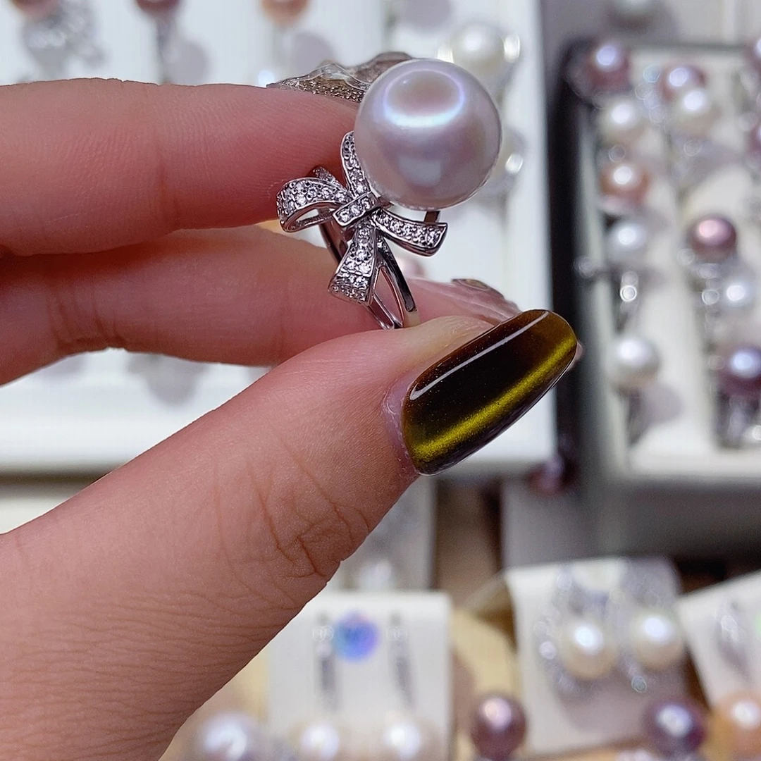 蔻***呀银S925镶嵌戒指淡水珍珠