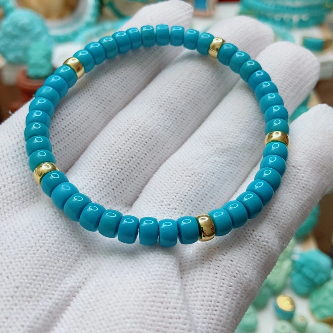 绿松石18K金镶嵌手串5.5mm
