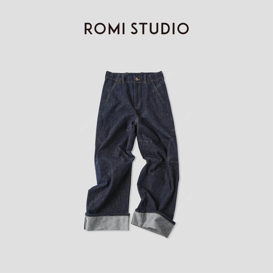ROMI STUDIO“丹宁点缀”全棉斜纹挺括垂感阔腿牛仔裤 RWCAX06153