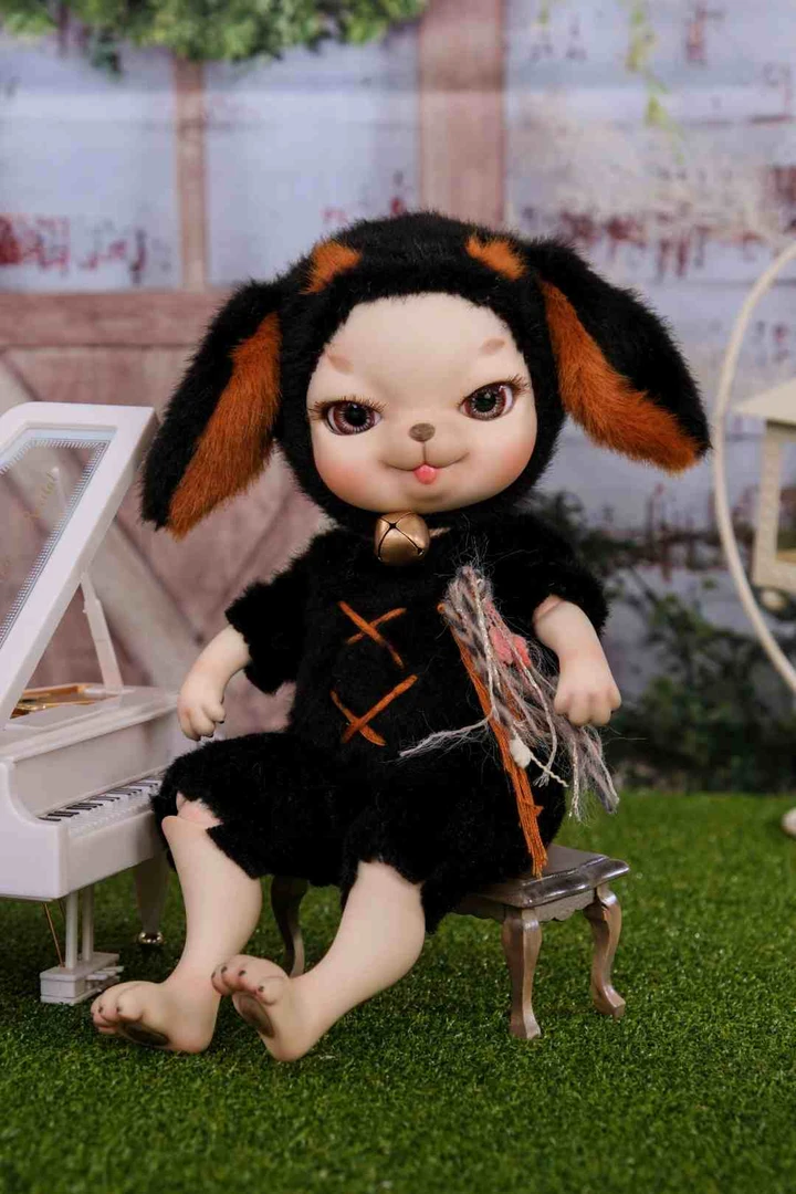 HK正版陶瓷bjd人形小狗娃娃可活动关节毛绒玩具陪伴玩偶10015-P