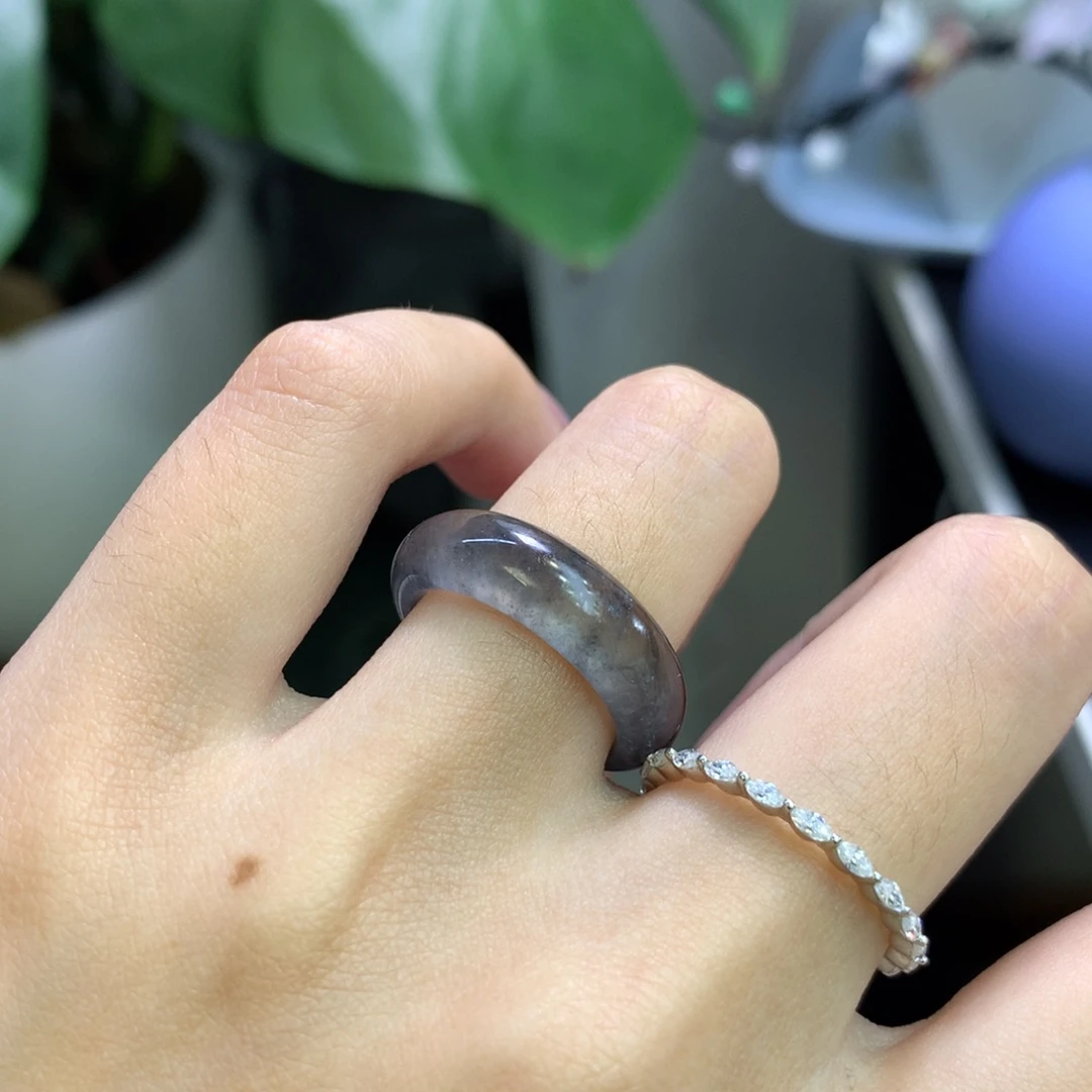 翡翠戒指未镶嵌11-12冰黑钢