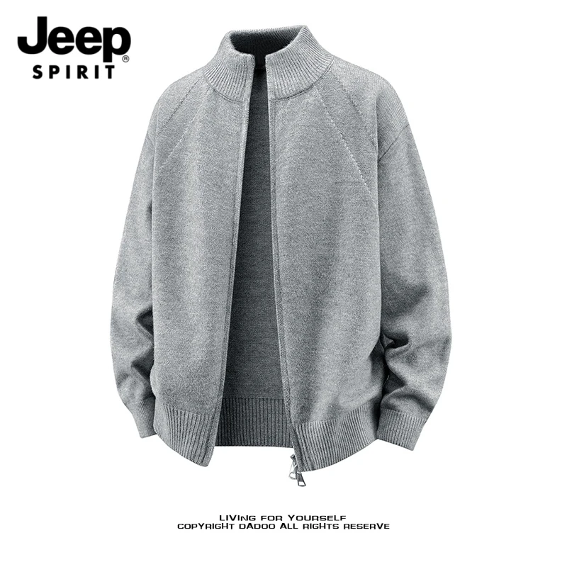 JEEPSPIRIT吉普开衫针织长袖拉链毛衣针织衫潮流保暖欧若假日风