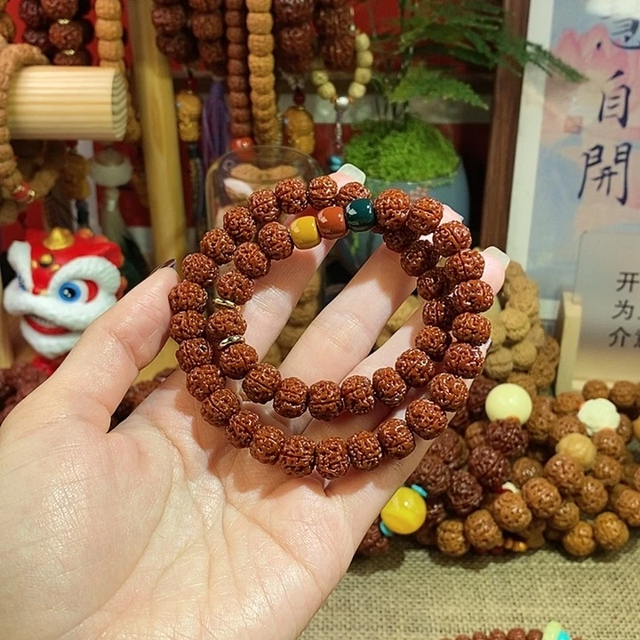 金刚菩提手串105玉华双圈红绿灯桶