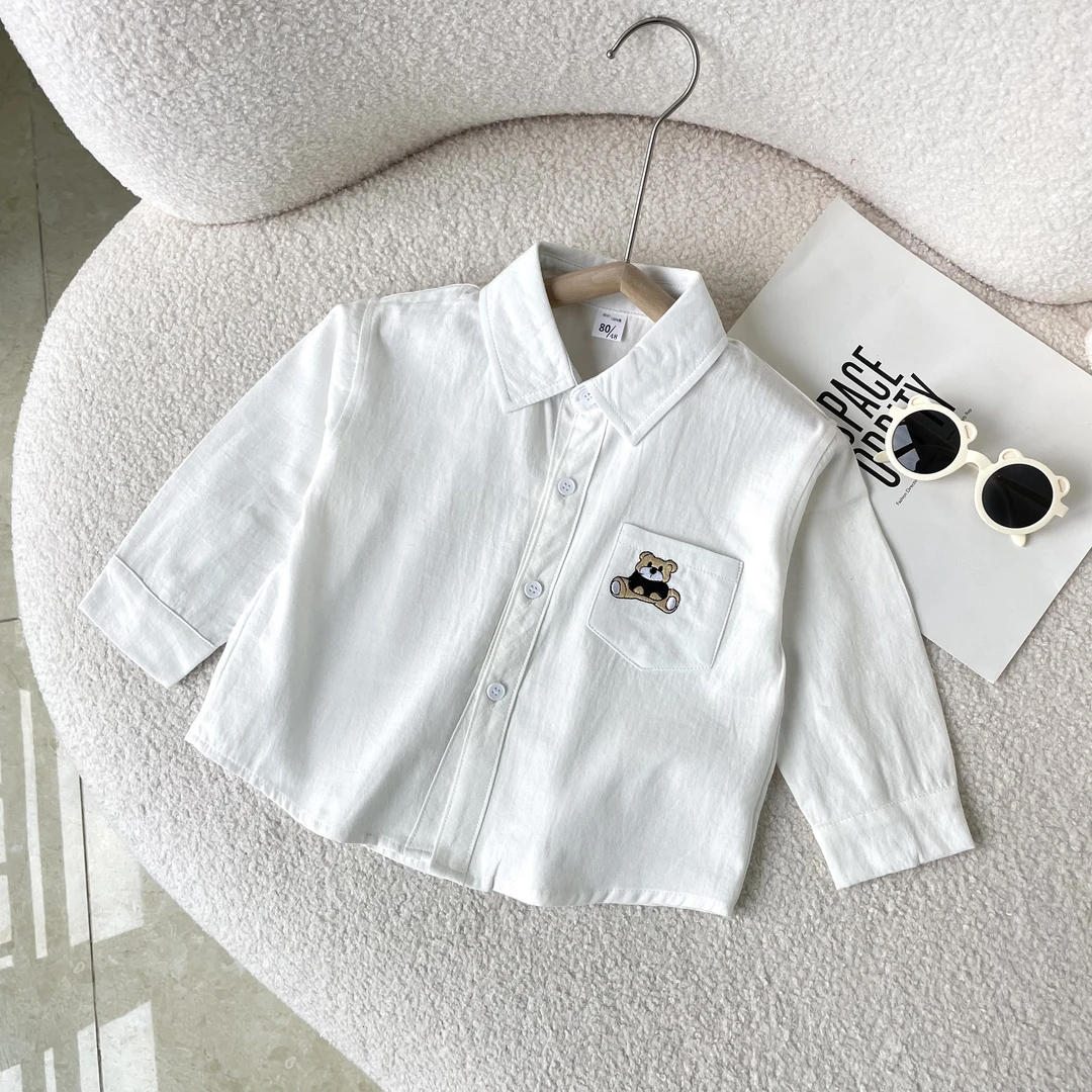 【学院风衬衫】儿童春秋韩范纯色衬衣男女童洋气上衣休闲潮长袖