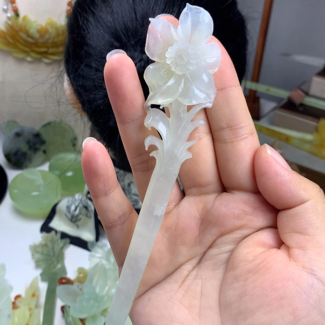 未镶嵌蛇纹石玉发簪