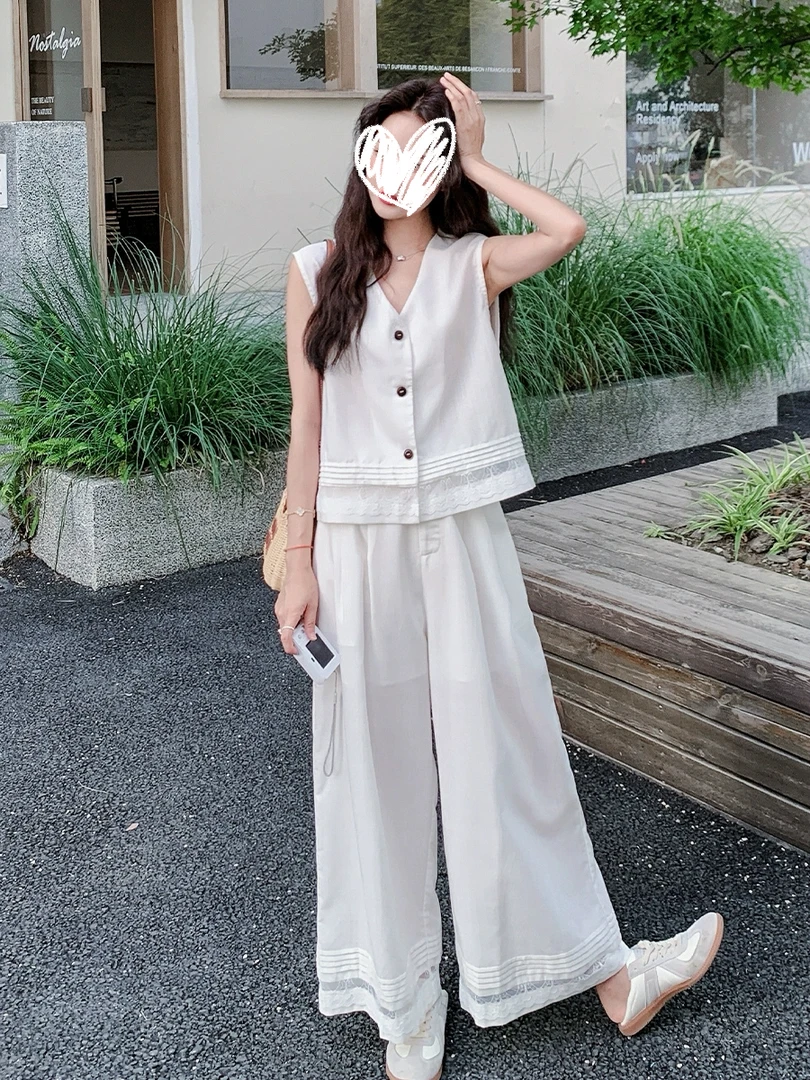 韩版马甲阔腿裤套装女新款时尚今年流行洋气高级感两件套BD119