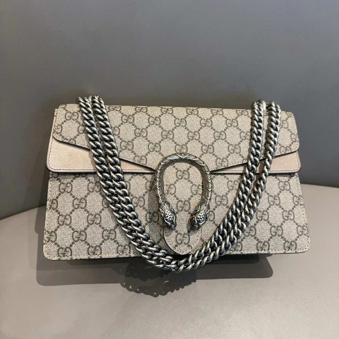 95新 GUCCI/古驰 老花驼色酒神链条包 1539 1409