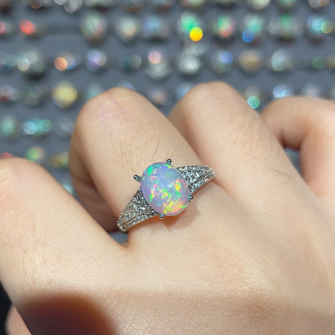 欧泊银S925镶嵌欧泊戒指