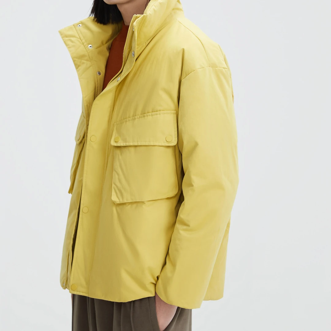 HERBEL/黑白2024秋冬反季男士羽绒服时尚户外休闲翻领保暖潮189