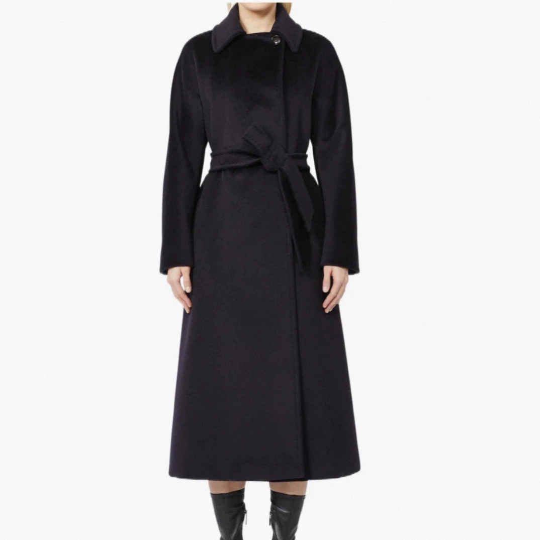 99新 MaxMara 黑色长款大衣外套/34码/C01510