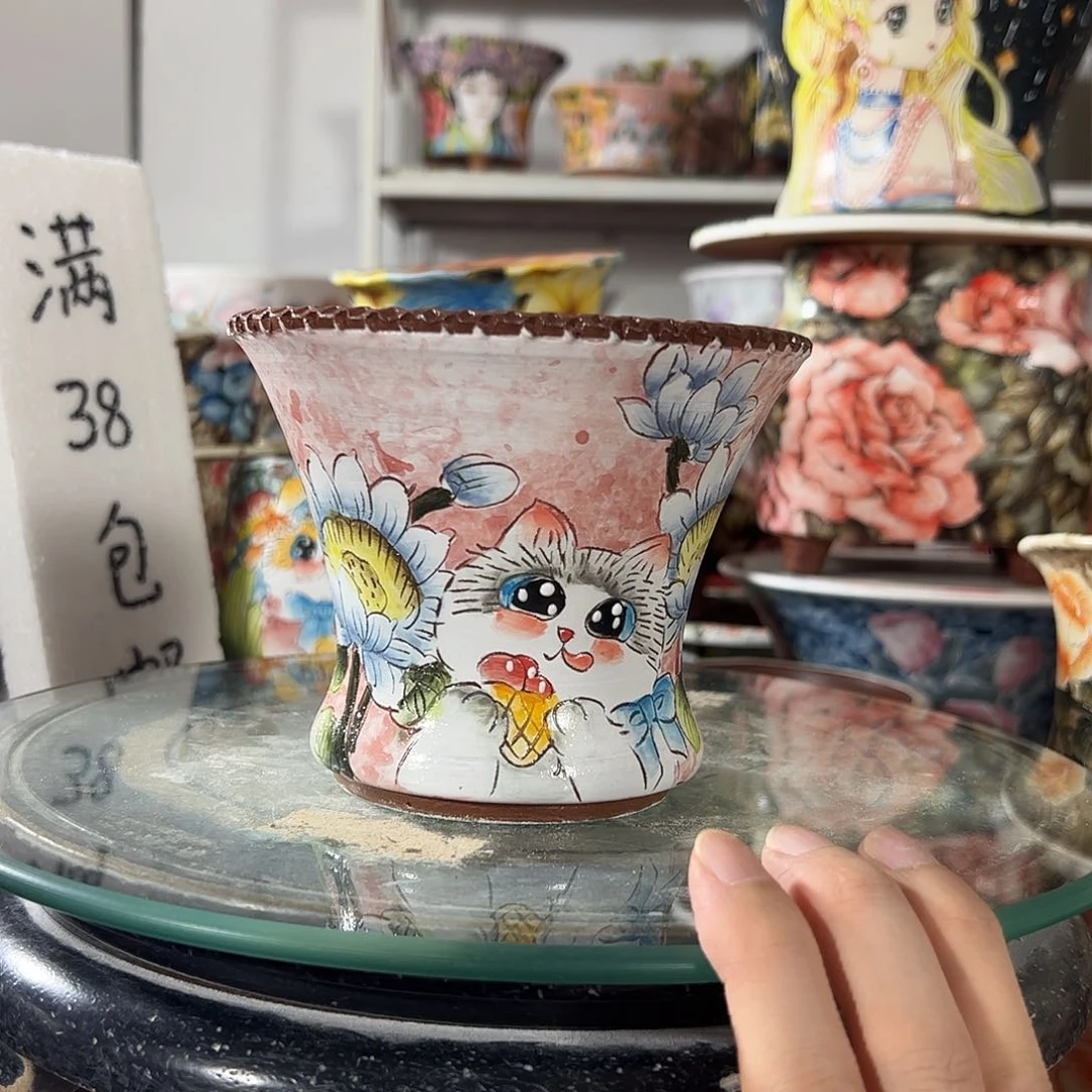 景德镇手绘花盆幸运花盆